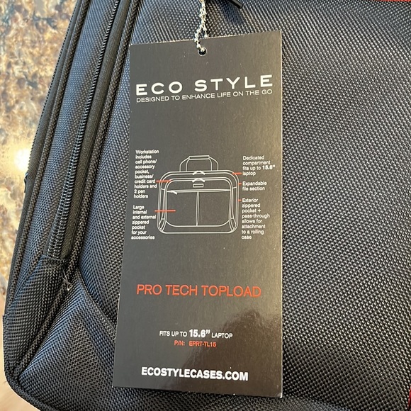 Eco Style Pro Tech Topload Computer Bag with mult compart. Fits 15.6 in computer - Picture 2 of 5